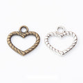 Vintage Rope Edge Heart Charm in 2 Finishes for DIY Jewelry Making view 1