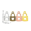 Heart Padlock Charm with a padlock shape with a heart cutout in 4 Metal Finishes view 1