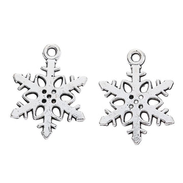 Antique Silver Six-Point Snowflake Charm with Cutout Pattern