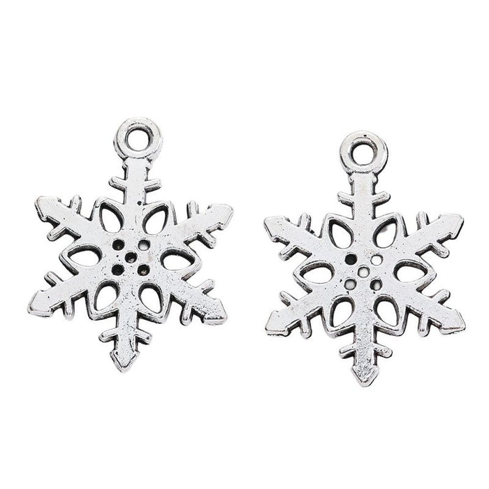 Antique Silver Six-Point Snowflake Charm with Cutout Pattern