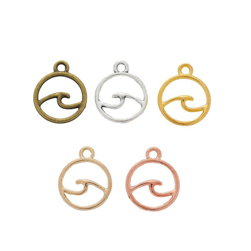 Grouped front views of the round swirl cutout two-loop connector in available finishes