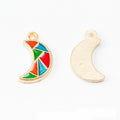 Multicolor Enamel Crescent Moon Charm Pendant For Jewelry Making And Craft Projects view 1