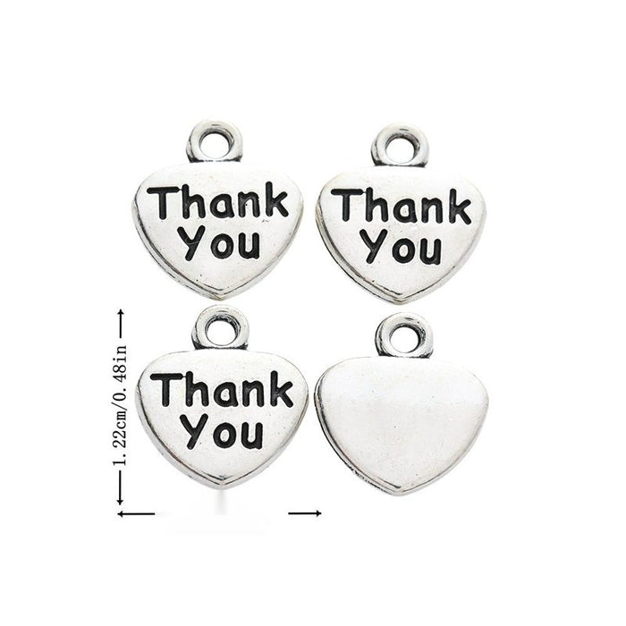 Thank You Heart Metal Charm In 1 Finish Option for Jewelry Making