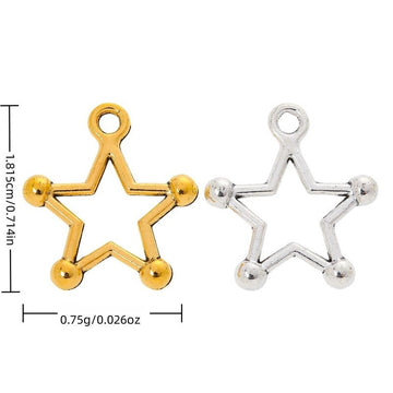 Open Star Charm with an outlined five-point star with rounded tips in 2 Metal Finishes