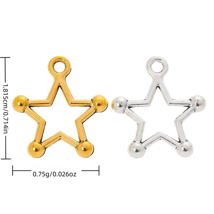 Open Star Charm with an outlined five-point star with rounded tips in 2 Metal Finishes