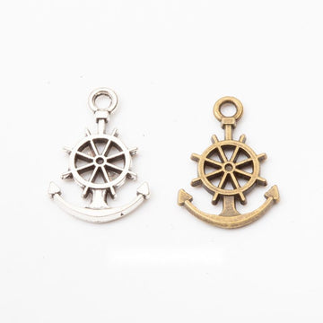 Anchor and Ship Wheel Metal Charm in Three Antique Finishes