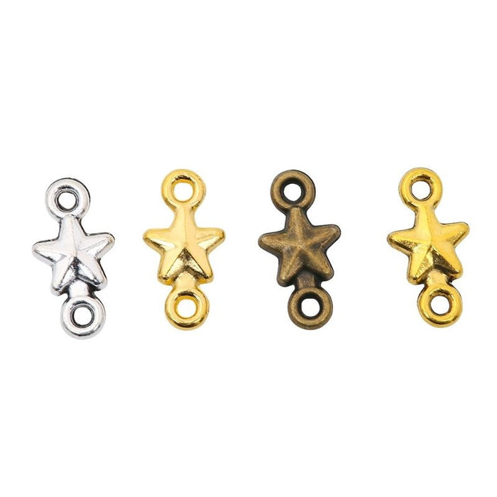 Ringed Figure Star Metal Charm for Jewelry Making in 4 Visible Finishes