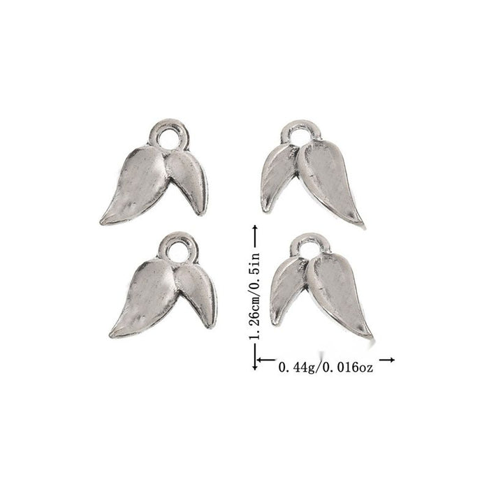 Small Curved Leaf Metal Charm in Antique Silver Tone