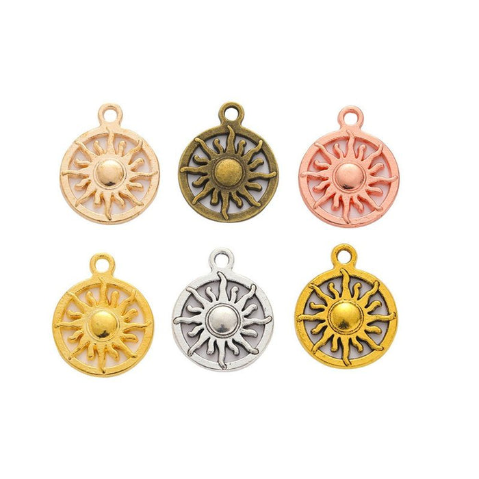 Round Openwork Sun Metal Charms in Six Finish Colors