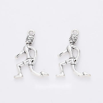 Running Girl Metal Charm for Jewelry Making in Antique Silver