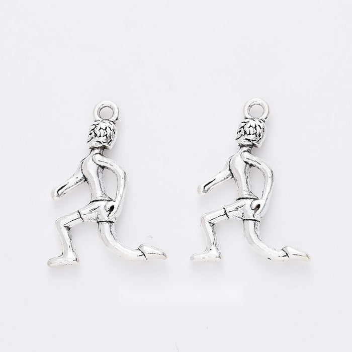 Running Girl Metal Charm for Jewelry Making in Antique Silver