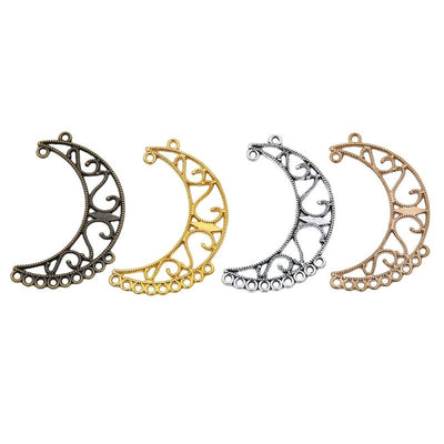 Crescent Moon Connector metal component, front grouping showing the available finishes.