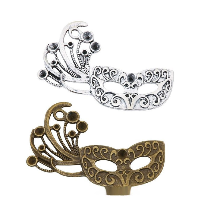 Filigree Masquerade Mask Metal Charms in Two Antique Finishes