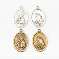 Praying Hands Oval Medal Charms in Antique Bronze, Antique Silver view 1