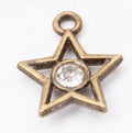 Crystal Center Star Metal Charms in 6 Pictured Finishes view 7