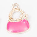 Gold Tone Handbag Charm with Flower and Four Enamel Colors view 8