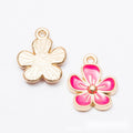 Enamel Five Petal Flower Charm Alloy Jewelry Making Component in 6 Finish Options view 9