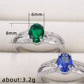 Silver Split Shank Oval Ring Blue Clear Green Stone view 5