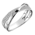 Interlocking Crisscross Pave Ring In Three Metal Finishes view 2