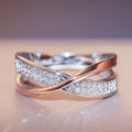 Interlocking Crisscross Pave Ring In Three Metal Finishes view 3