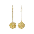 Gold and Silver Long Bar Tangled Wire Ball Hook Earrings view 5