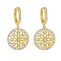 Gold Tone Openwork Filigree Disc Drop Earrings Jewelry view 4