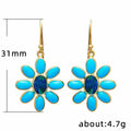 Blue Floral Enamel Drop Earrings in Two Metal Tones view 5