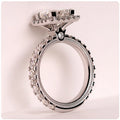 Square Center Stone Pavé Half Band Ring In Silver Tone view 1