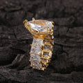 Large Teardrop Eternity Band Ring Pink Silver Gold view 3