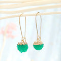 Gold Tone Capped Round Druzy Long Hook Earrings in Five Colors view 2
