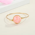 Gold Tone Round Druzy Open Cuff Bracelets in Four Colors view 2