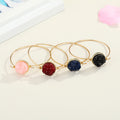 Gold Tone Round Druzy Open Cuff Bracelets in Four Colors view 4