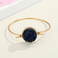 Gold Tone Round Druzy Open Cuff Bracelets in Four Colors view 7
