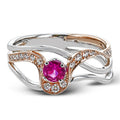 Pink Round Stone Swirl Ring in Two Tone Finish Jewelry Accessory view 2
