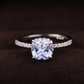 Square Center Stone Pavé Band Ring In Two Metal Tones view 4