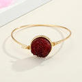 Gold Tone Round Druzy Open Cuff Bracelets in Four Colors view 6