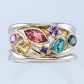 Multicolor Mixed-Cut Vine Wide Ring In Gold And Silver Tones view 1