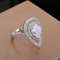 Silver Tone Pear Halo Ring with Clear Faceted Stone view 4