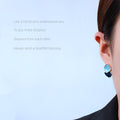 Gold Edged Light Blue And Navy Double Square Stud Earrings view 2