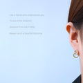 Gold Double Interlocking C Zircon Pave Stud Earrings view 2