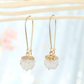 Gold Tone Capped Round Druzy Long Hook Earrings in Five Colors view 6