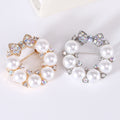 Pearl Circle Bow Brooch With Iridescent Crystal Accents view 4