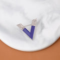 White Enamel V Shape Rhinestone Accent Fashion Brooch view 3