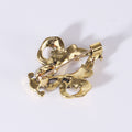 Openwork Fleur De Lis Brooch in Gold and Silver Tones view 3