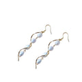 Gold-Tone Spiral Wave Drop Earrings White Baroque Pearls view 5