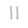 Geometric Pavé Circle Square Link Long Drop Earrings view 5