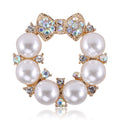 Pearl Circle Bow Brooch With Iridescent Crystal Accents view 1