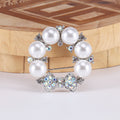 Pearl Circle Bow Brooch With Iridescent Crystal Accents view 7