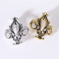 Openwork Fleur De Lis Brooch in Gold and Silver Tones view 4