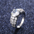 Silver Large Round Cubic Zirconia Double Pave Band Ring view 2